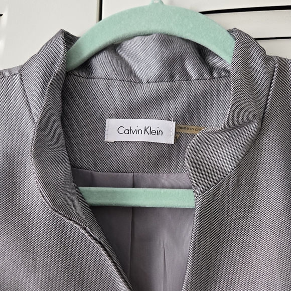 New CALVIN KLEIN Wrap Dress 10 Silver Gray Knee Length Cap Sleeves #045 - Picture 4 of 9